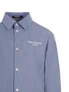 Camicia per bambino Balmain Kids denim con logo sul davanti - Rubino Kids