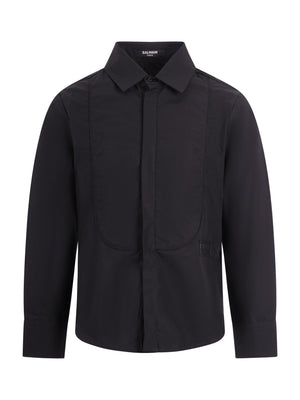 Balmain Kids black shirt with lapel detail for boys