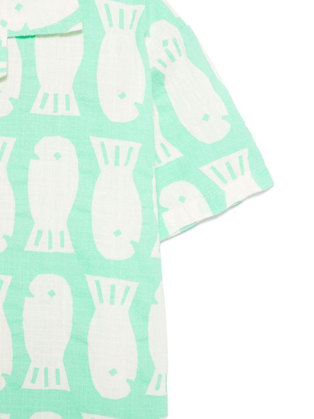 Camicia per bambino Bobo Choses Lucky Fish verde con stampa grafica - Rubino Kids