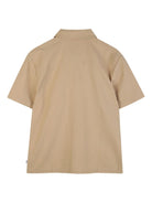 Camicia per bambino Boss Kids beige a maniche corte con zip - Rubino Kids