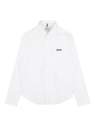 Camicia per bambino Boss Kids Bianca a maniche lunghe con logo - Rubino Kids