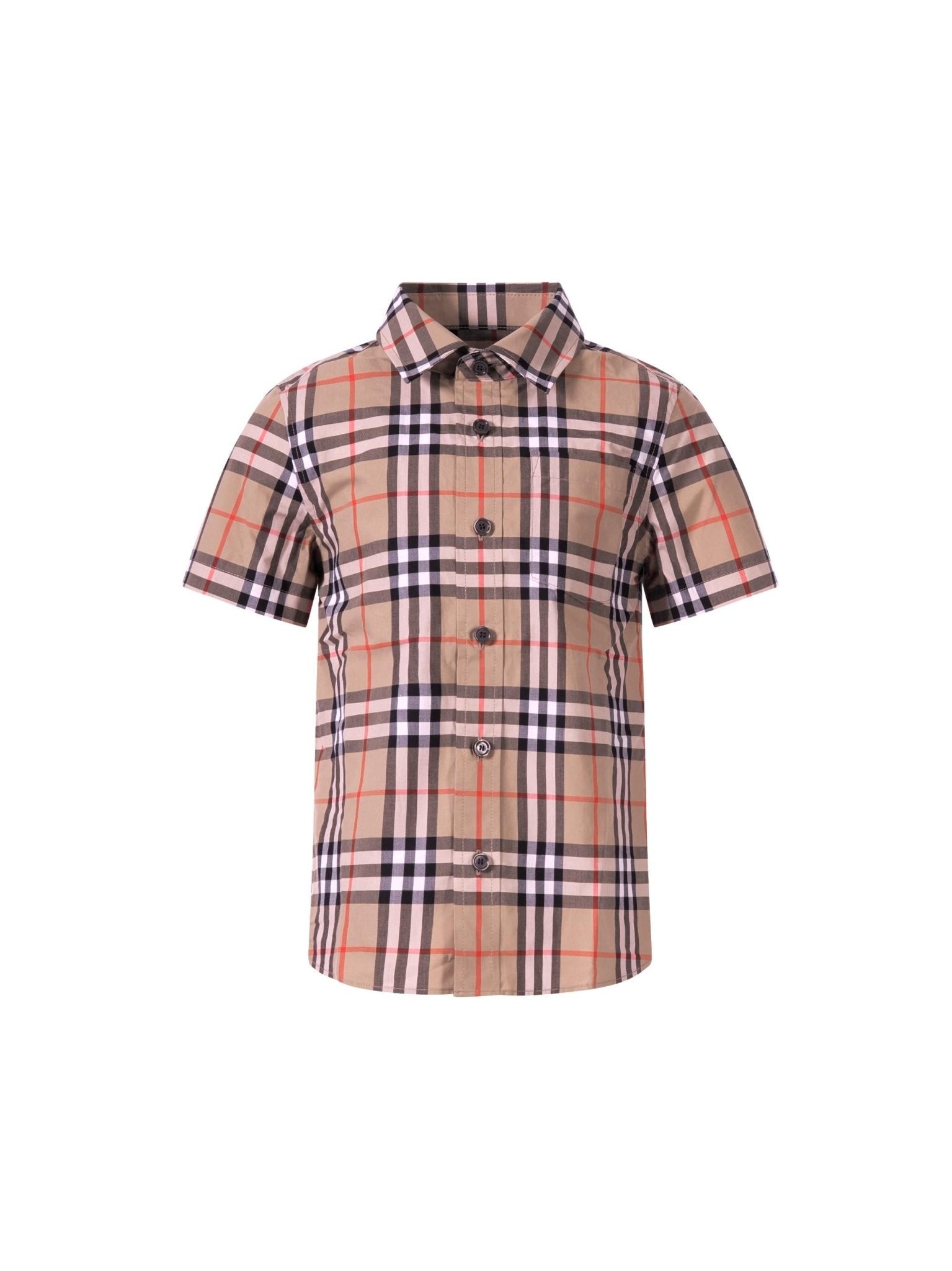 Camicia per bambino Burberry Kids beige con caratteristico motivo Vintage Check all - over - Rubino Kids