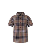 Camicia per bambino Burberry Kids beige con caratteristico motivo Vintage Check all - over - Rubino Kids