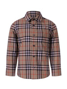 Camicia per bambino Burberry Kids beige con colletto a punta - Rubino Kids