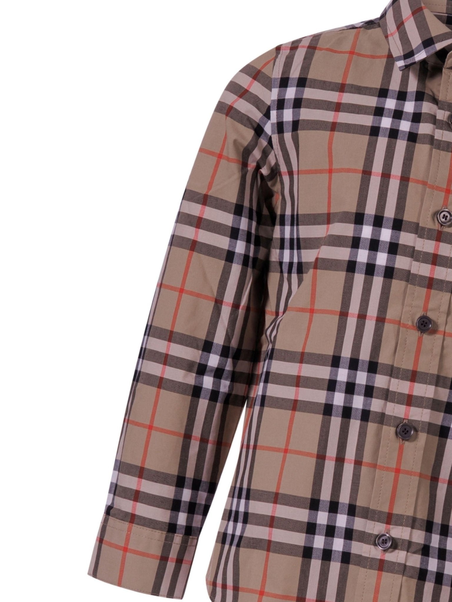 Camicia per bambino Burberry Kids beige con colletto a punta - Rubino Kids