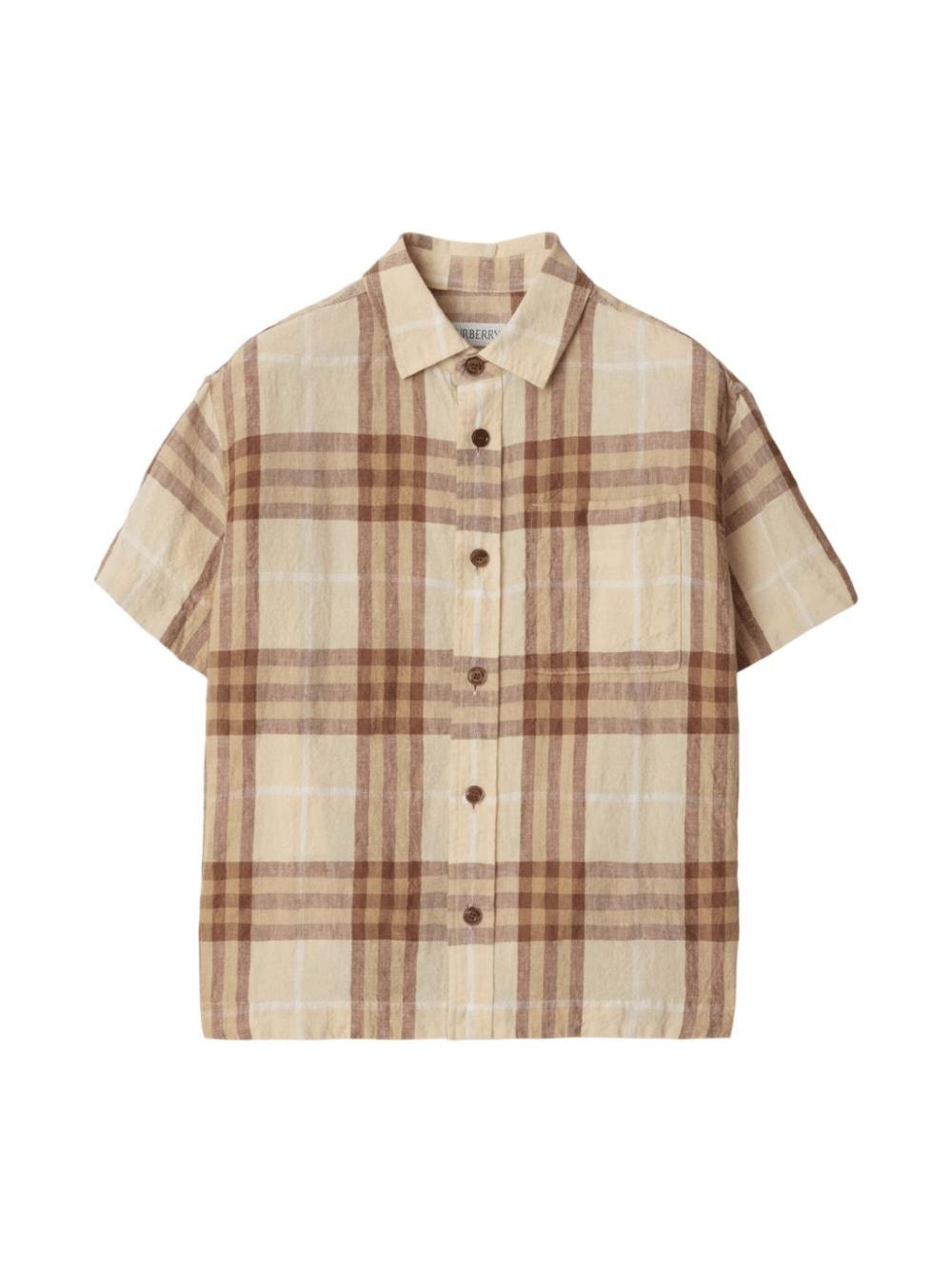 Camicia per bambino Burberry Kids beige con motivo a quadri - Rubino Kids