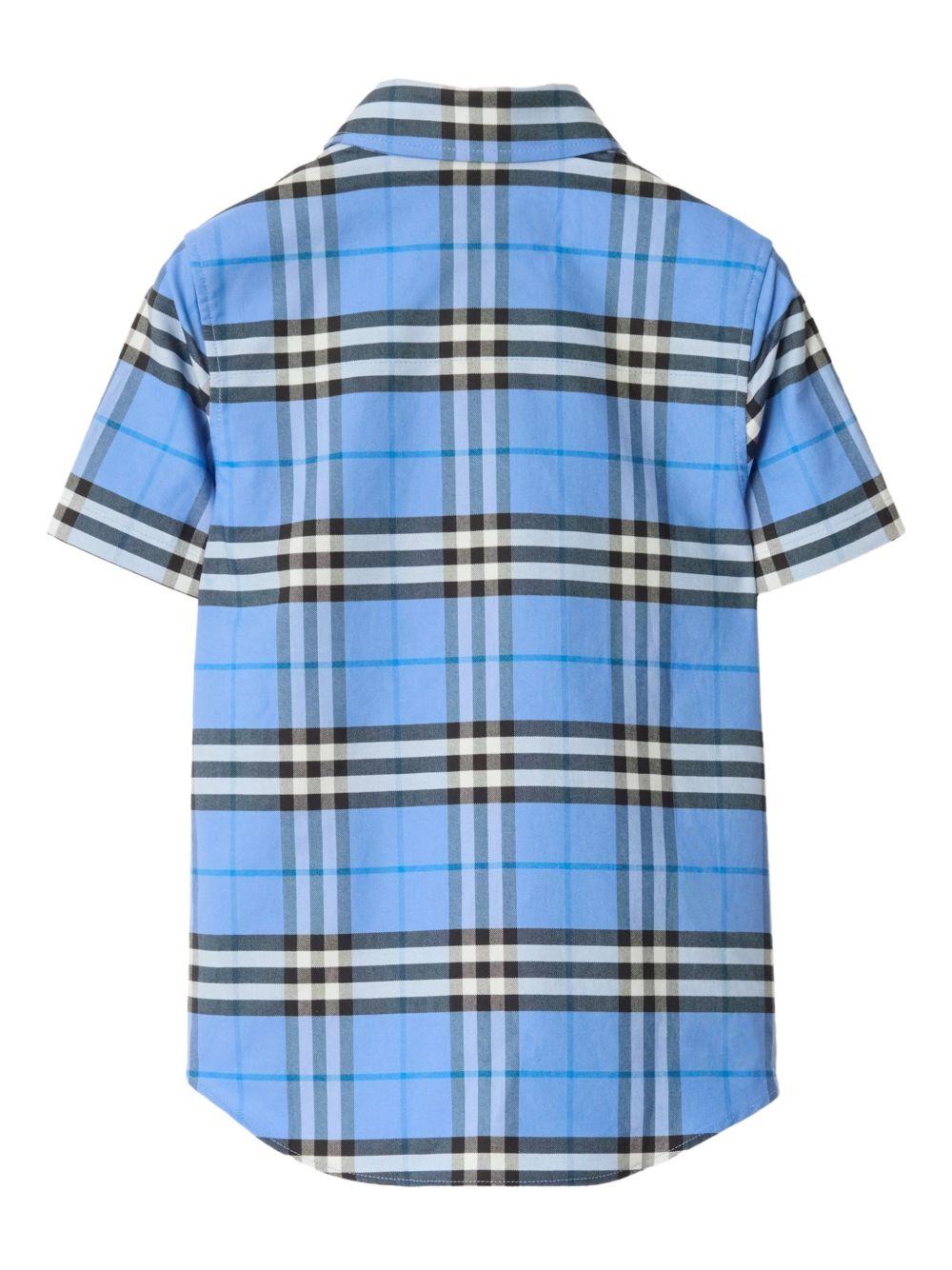 Camicia per bambino Burberry Kids blu con motivo a quadri - Rubino Kids