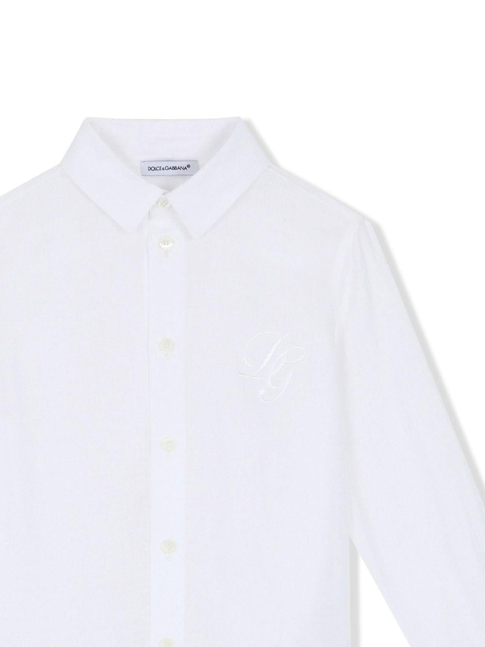 Camicia per bambino Dolce & Gabbana Kids bianco con ricamo logo - Rubino Kids