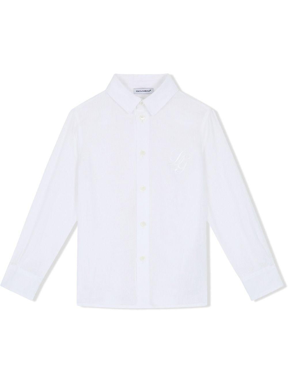 Camicia per bambino Dolce & Gabbana Kids bianco con ricamo logo - Rubino Kids
