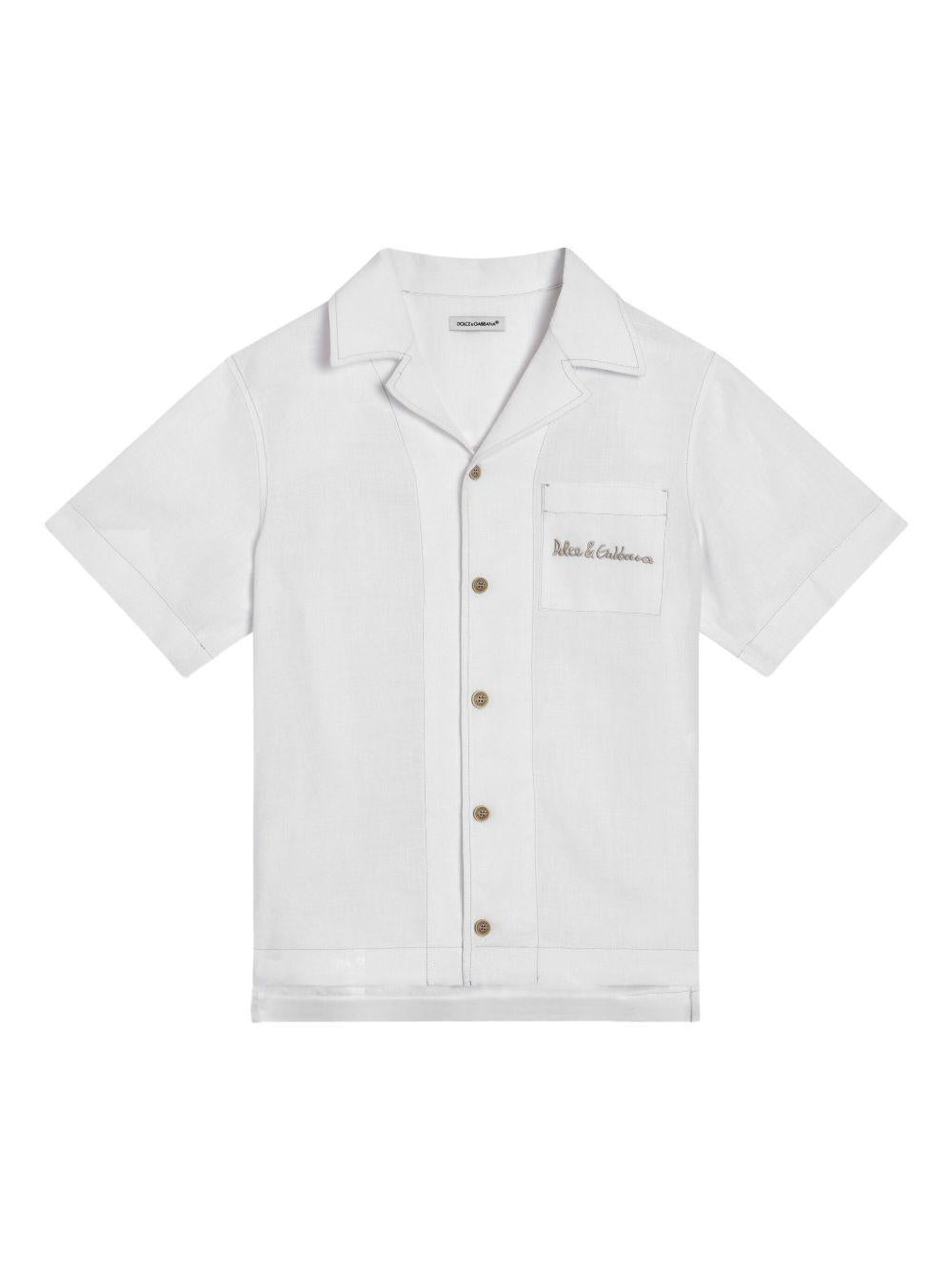 Camicia per bambino Dolce & Gabbana Kids bianco con ricamo - Rubino Kids