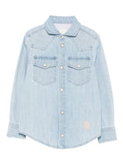 Camicia per bambino Eleventy Kids denim con toppa con logo - Rubino Kids