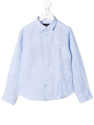 Camicia per bambino Emporio Armani Kids azzurra con colletto classico