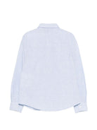 Camicia per bambino Emporio Armani Kids azzurra con logo aquila ricamato - Rubino Kids