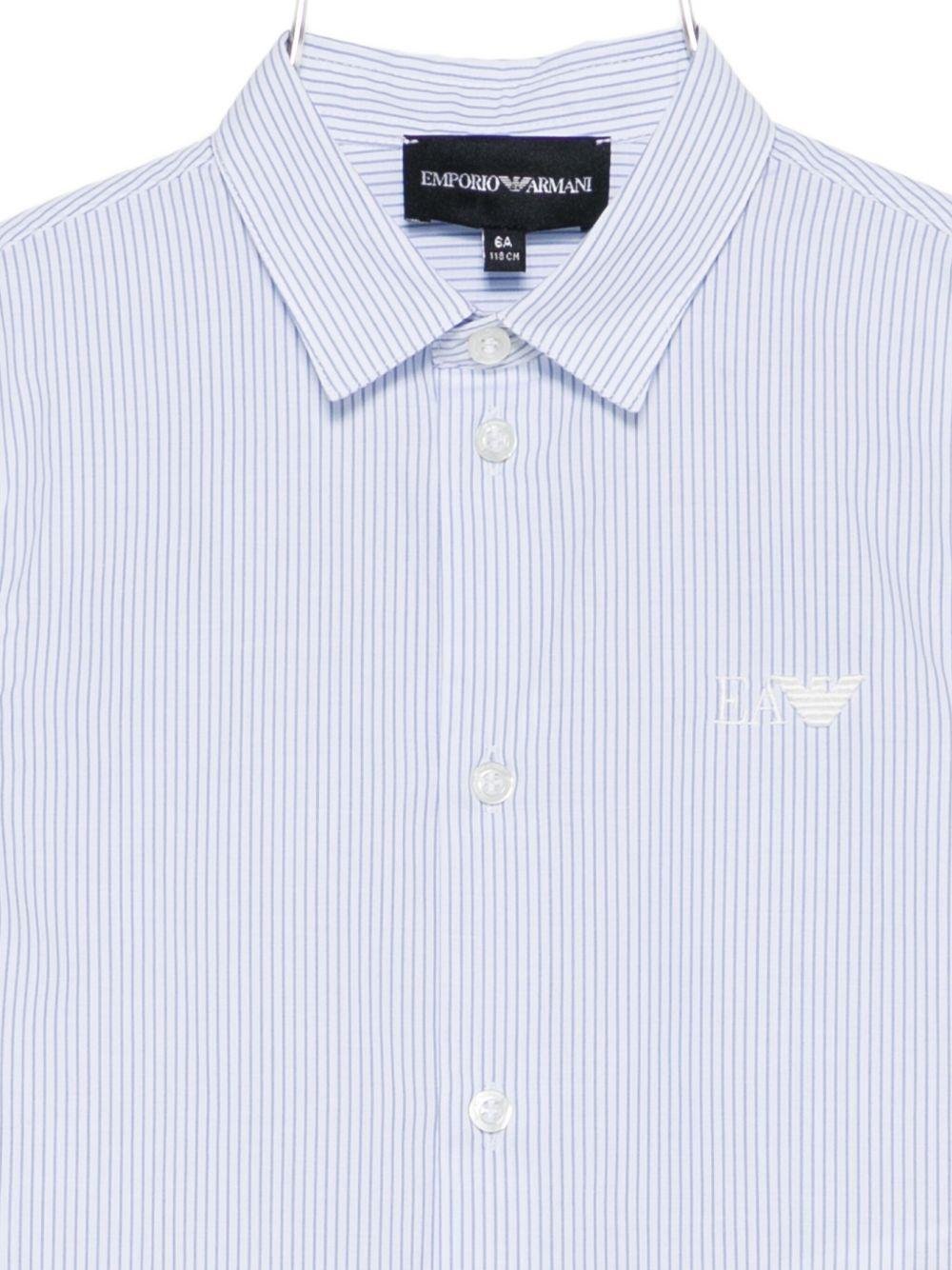 Camicia per bambino Emporio Armani Kids azzurra con motivo verticali a righe - Rubino Kids