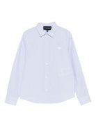 Camicia per bambino Emporio Armani Kids azzurra con motivo verticali a righe - Rubino Kids