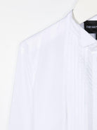 Camicia per bambino Emporio Armani Kids bianca con pettorina plissettata - Rubino Kids