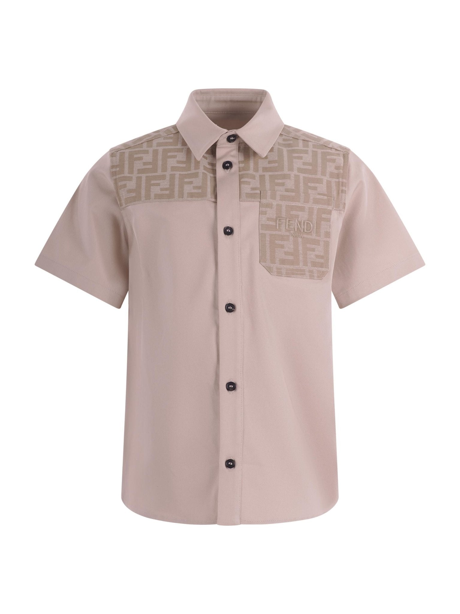 Camicia per bambino Fendi Kids beige con caratteristico monogramma FF - Rubino Kids