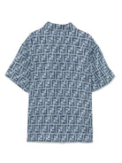 Camicia per bambino Fendi Kids blu con stampa FF - Rubino Kids