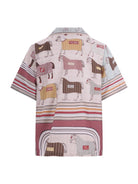 Camicia per bambino Fendi Kids multicolor con stampa tema equestre - Rubino Kids