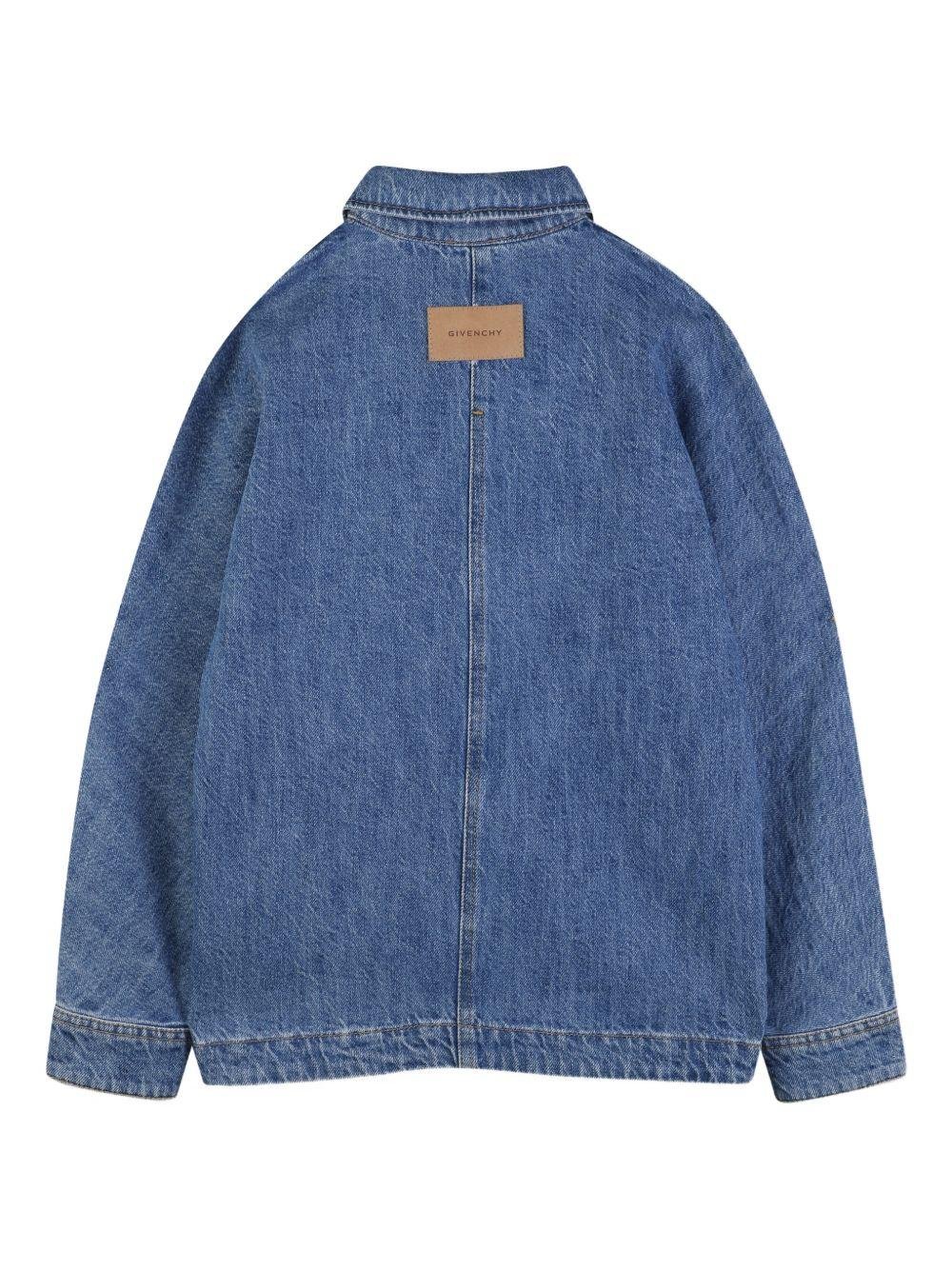 Camicia per bambino Givenchy Kids in denim con taschino e logo - Rubino Kids