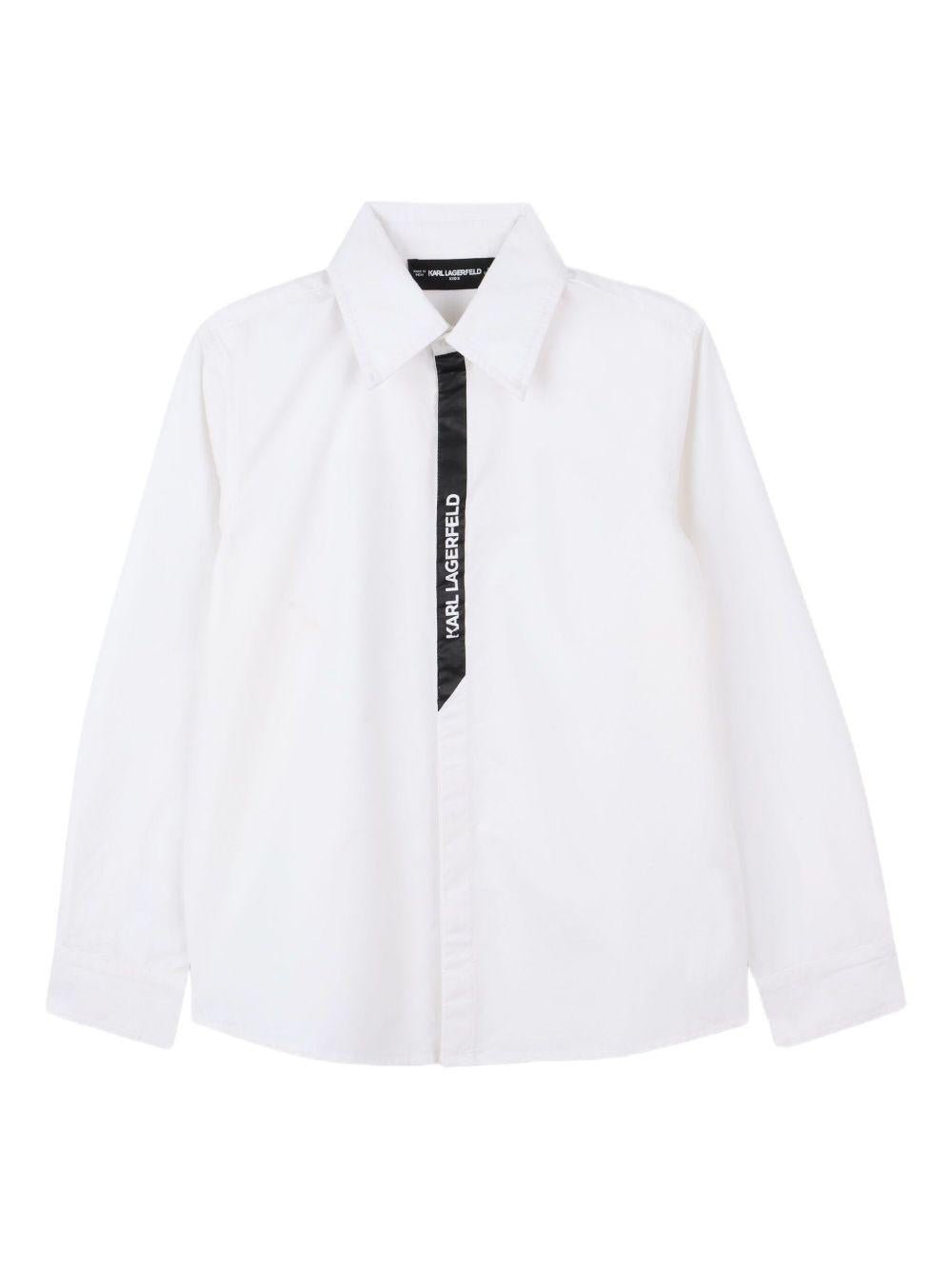 Camicia per bambino Karl Lagerfeld Kids bianco con dettaglio con logo - Rubino Kids