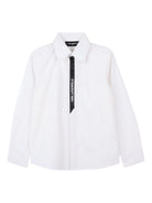 Camicia per bambino Karl Lagerfeld Kids bianco con dettaglio con logo - Rubino Kids