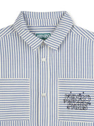 Camicia per bambino Kenzo Kids blu a righe con applicazione - Rubino Kids