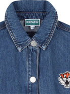 Camicia per bambino Kenzo Kids denim con logo ricamato sul petto - Rubino Kids