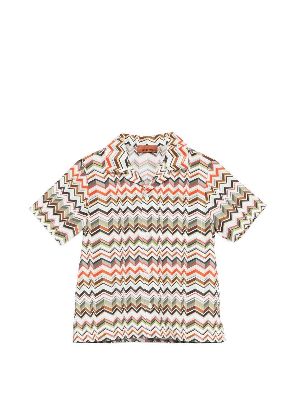 Camicia per bambino Missoni Kids beige chiaro con colletto stile campeggio - Rubino Kids