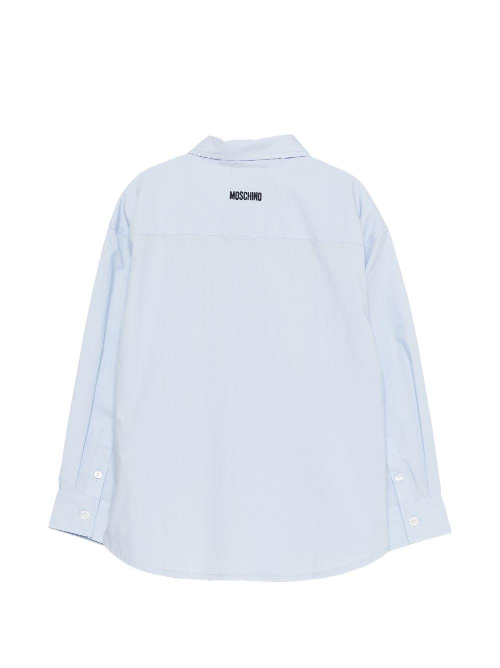 Camicia per bambino Moschino Kids azzurra con stampa grafica occhiali - Rubino Kids