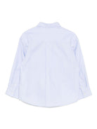 Camicia per bambino Moschino Kids azzurro in cotone con applicazione logo - Rubino Kids