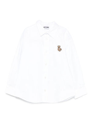Camicia per bambino Moschino Kids bianco con ricamo Teddy