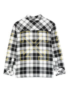 Camicia per bambino Off - White Kids bianco e nero con motivo a quadri - Rubino Kids
