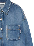 Camicia per bambino Palm Angels Kids in denim con ricamo con logo - Rubino Kids