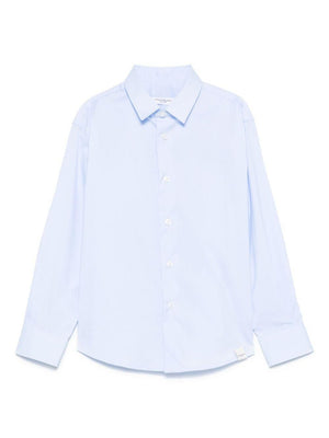 Camicia per bambino Paolo Pecora Kids azzurro con mini etichetta con logo
