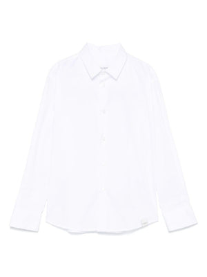 Camicia per bambino Paolo Pecora Kids bianco con mini etichetta con logo