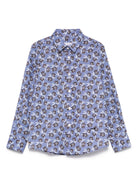 Camicia per bambino Paolo Pecora Kids blu con stampa floreale - Rubino Kids