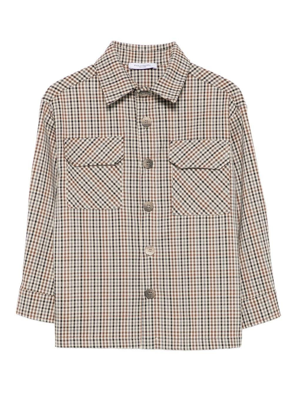 Camicia per bambino Paolo Pecora Kids marrone a quadri - Rubino Kids