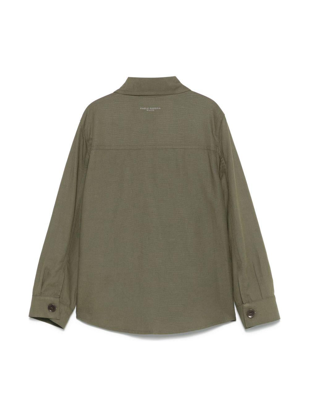 Camicia per bambino Paolo Pecora Kids verde con polsini con bottone - Rubino Kids