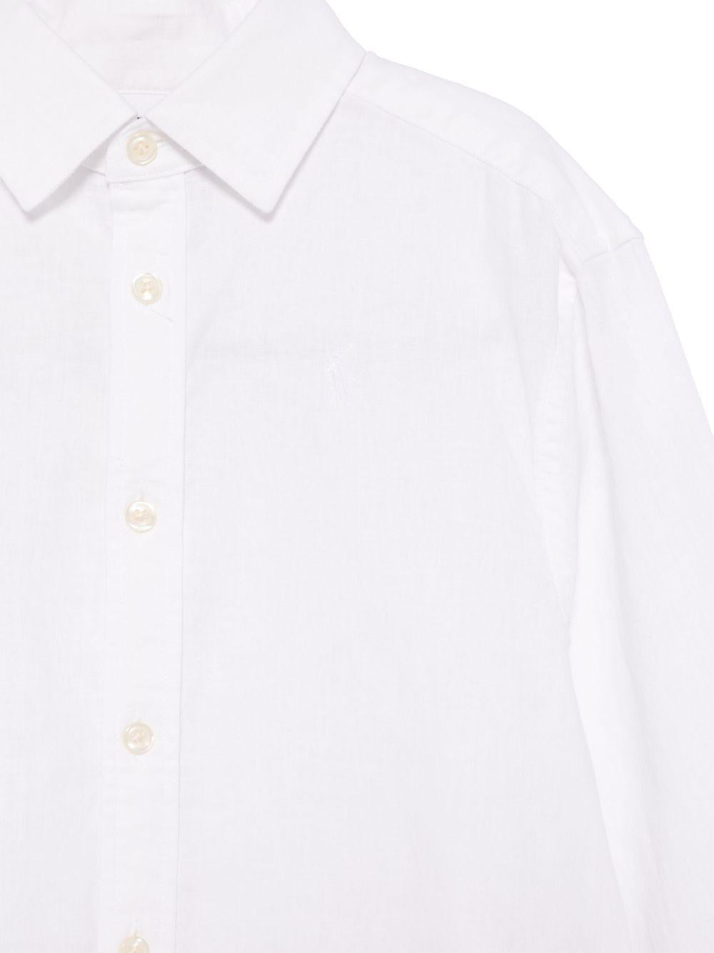 Camicia per bambino POLO RALPH LAUREN KIDS bianco con ricamo Polo Pony - Rubino Kids