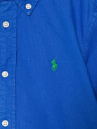 Camicia per bambino Polo Ralph Lauren Kids blu con ricamo Polo Pony - Rubino Kids