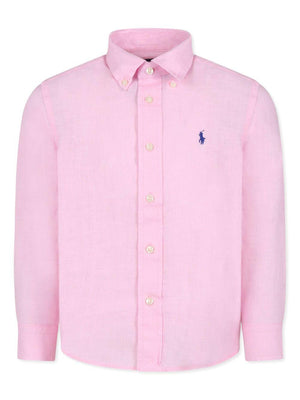 POLO RALPH LAUREN KIDS pink linen shirt for boys