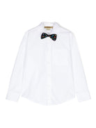 Camicia per bambino Stella McCartney Kids bianco con applicazione a pois con papillon - Rubino Kids