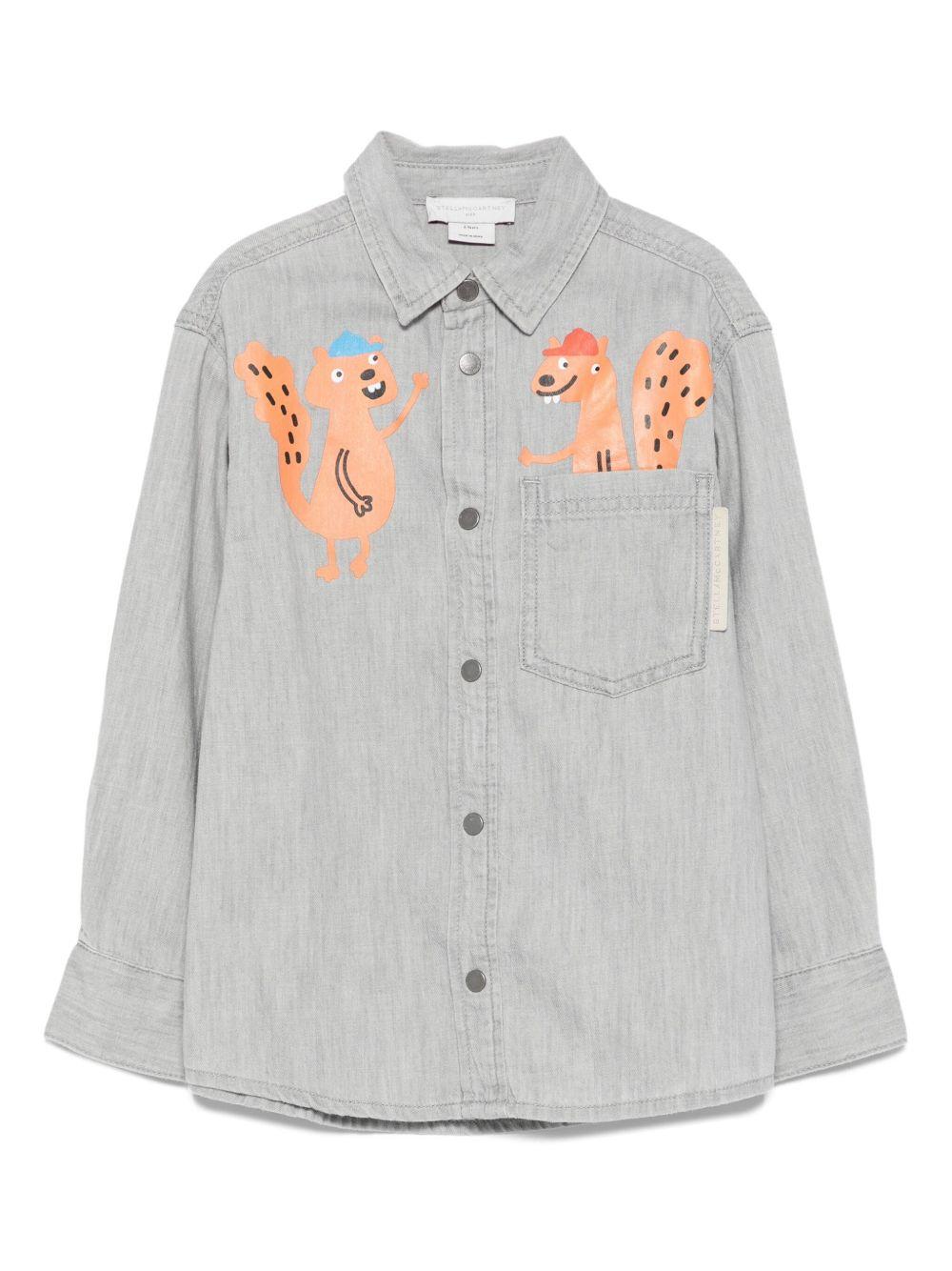 Camicia per bambino Stella McCartney Kids grigio con stampa scoiattolo - Rubino Kids