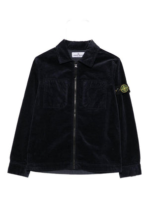 Camicia  per bambino Stone Island Junior blu a coste con zip