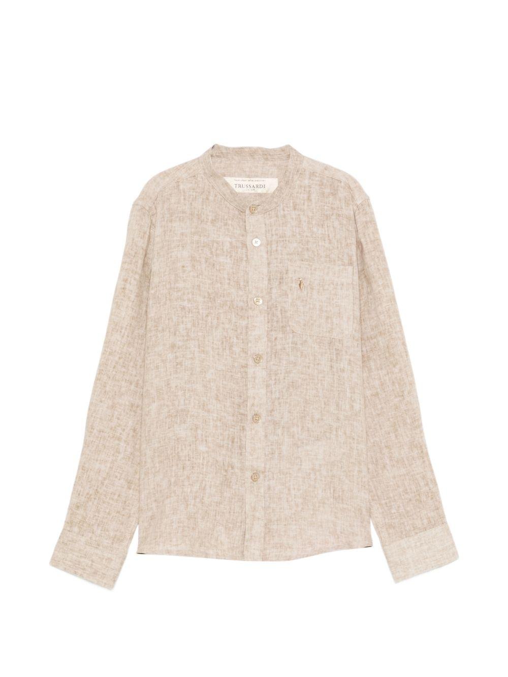 Camicia per bambino Trussardi Junior beige con ricamo logo sul davanti - Rubino Kids