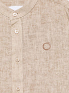 Camicia per bambino Trussardi Junior beige con stampa sul fondo e falsatura frontale con abbottonatura - Rubino Kids