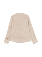 Camicia per bambino Trussardi Junior beige con stampa sul fondo e falsatura frontale con abbottonatura - Rubino Kids