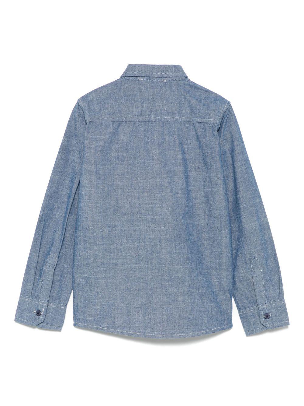 Camicia per bambino Trussardi Junior blu con due tasche applicate sul petto - Rubino Kids