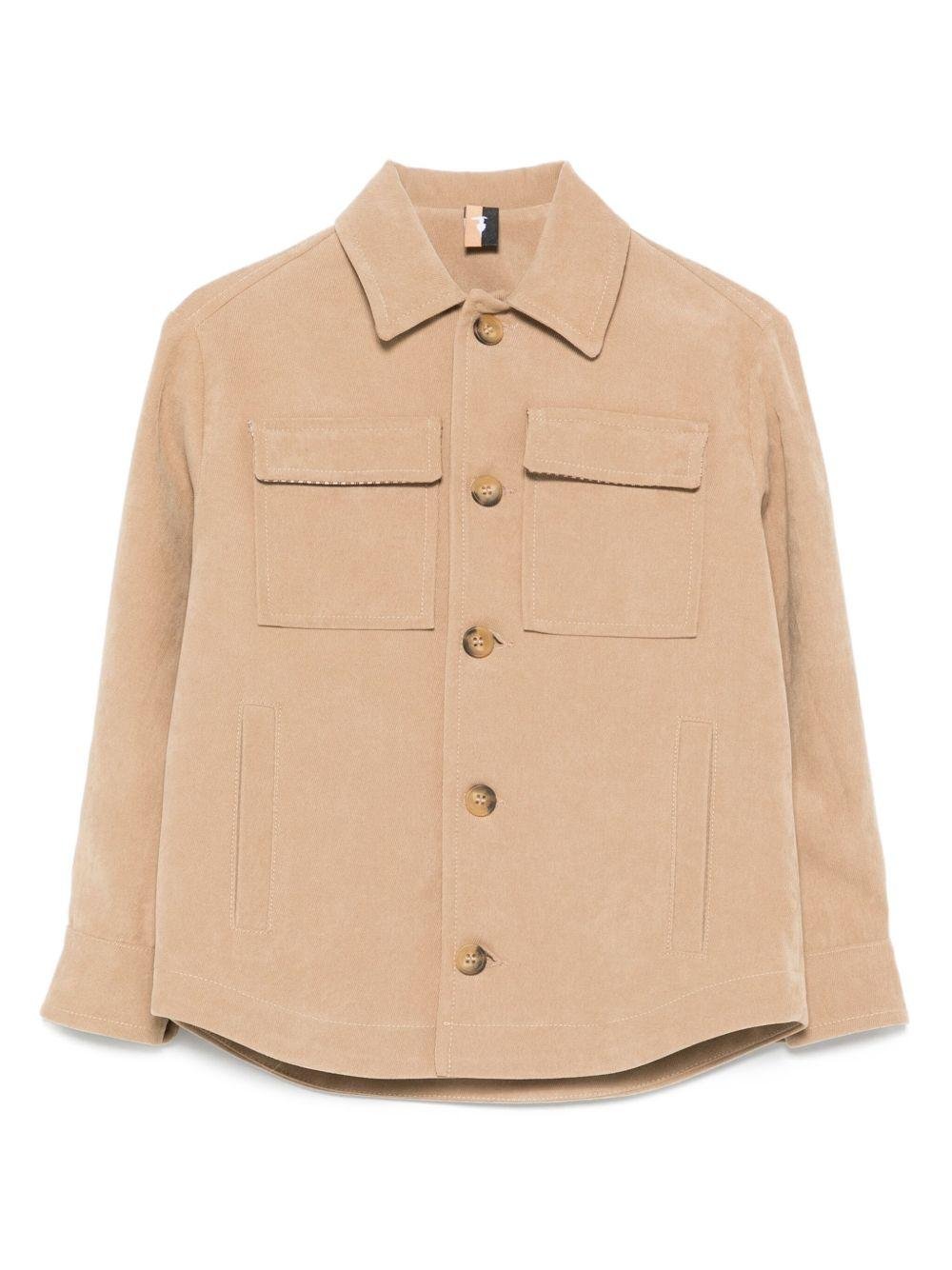 Camicia per bambino Trussardi Junior marrone con patta e tasche con bottoni - Rubino Kids